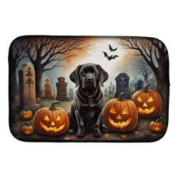 21 x 14 in. Unisex Chocolate Labrador Retriever Spooky Halloween Dish Drying Mat