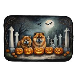 21 x 14 in. Unisex Chow Chow Spooky Halloween Dish Drying Mat