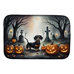 DAC2037DDM 21 x 14 in. Dachshund Spooky Halloween Dish Drying Mat