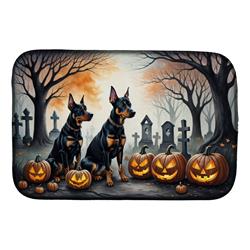 21 x 14 in. Unisex Doberman Pinscher Spooky Halloween Dish Drying Mat