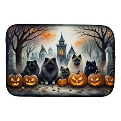 DAC2046DDM 21 x 14 in. Keeshond Spooky Halloween Dish Drying Mat