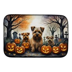 21 x 14 in. Unisex Norfolk Terrier Spooky Halloween Dish Drying Mat