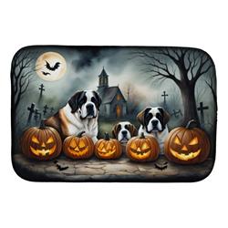 21 x 14 in. Unisex Saint Bernard Spooky Halloween Dish Drying Mat