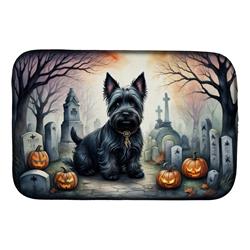 21 x 14 in. Unisex Scottish Terrier Spooky Halloween Dish Drying Mat