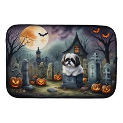 21 x 14 in. Unisex Shih Tzu Spooky Halloween Dish Drying Mat