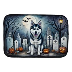 21 x 14 in. Unisex Siberian Husky Spooky Halloween Dish Drying Mat