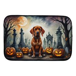 21 x 14 in. Unisex Vizsla Spooky Halloween Dish Drying Mat