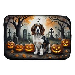 21 x 14 in. Unisex Welsh Springer Spaniel Spooky Halloween Dish Drying Mat