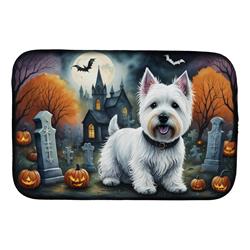 21 x 14 in. Unisex Westie Spooky Halloween Dish Drying Mat