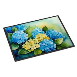 18 x 27 in. Unisex Hydrangeas in Watercolor Doormat