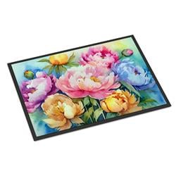 18 x 27 in. Unisex Peonies in Watercolor Doormat