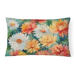DAC1554PW1216 16 x 12 in. Unisex Chrysanthemums in Watercolor Fabric Decorative Pillow