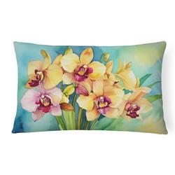 DAC1558PW1216 16 x 12 in. Unisex Orchids in Watercolor Fabric Decorative Pillow
