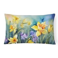 DAC1561PW1216 16 x 12 in. Unisex Daffodils in Watercolor Fabric Decorative Pillow