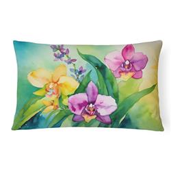 DAC1564PW1216 16 x 12 in. Unisex Orchids in Watercolor Fabric Decorative Pillow