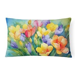 DAC1568PW1216 16 x 12 in. Unisex Freesias in Watercolor Fabric Decorative Pillow