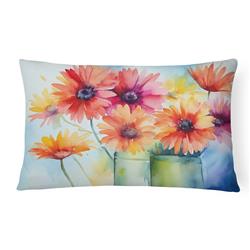 DAC1571PW1216 16 x 12 in. Unisex Gerbera Daisies in Watercolor Fabric Decorative Pillow