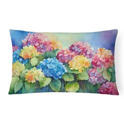 16 x 12 in. Unisex Hydrangeas in Watercolor Fabric Decorative Pillow