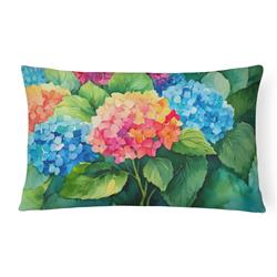 16 x 12 in. Unisex Hydrangeas in Watercolor Fabric Decorative Pillow