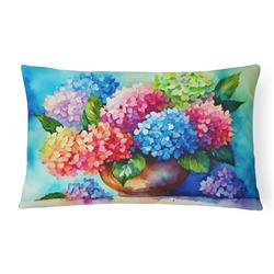 DAC1576PW1216 16 x 12 in. Unisex Hydrangeas in Watercolor Fabric Decorative Pillow