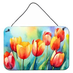 DAC1619DS812 12 x 8 in. Tulips in Watercolor Wall or Door Hanging Prints