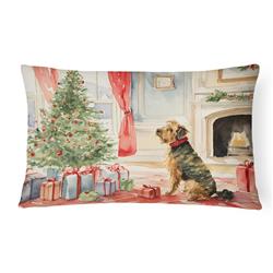 16 x 12 in. Unisex Airedale Terrier Christmas Fabric Decorative Pillow