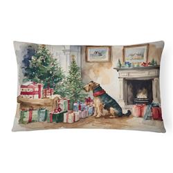 16 x 12 in. Unisex Airedale Terrier Christmas Fabric Decorative Pillow