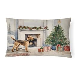 16 x 12 in. Unisex Airedale Terrier Christmas Fabric Decorative Pillow