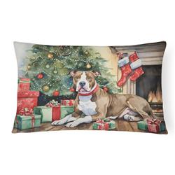 16 x 12 in. Unisex Pit Bull Terrier Christmas Fabric Decorative Pillow