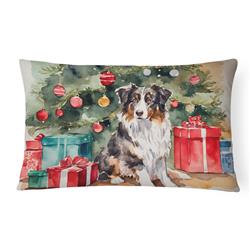 16 x 12 in. Unisex Australian Shepherd Christmas Fabric Decorative Pillow