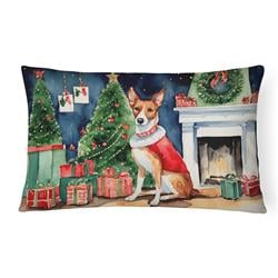 16 x 12 in. Unisex Basenji Christmas Fabric Decorative Pillow