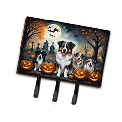 DAC2009TH68 9 x 6 in. Unisex Australian Shepherd Spooky Halloween Leash or Key Holder