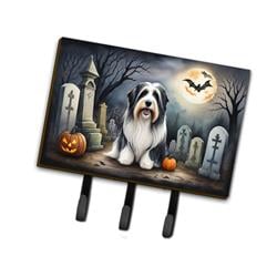 DAC2012TH68 9 x 6 in. Unisex Bearded Collie Spooky Halloween Leash or Key Holder