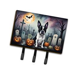 9 x 6 in. Unisex Boston Terrier Spooky Halloween Leash or Key Holder