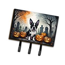 9 x 6 in. Unisex Boston Terrier Spooky Halloween Leash or Key Holder