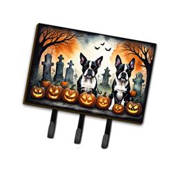 9 x 6 in. Unisex Boston Terrier Spooky Halloween Leash or Key Holder