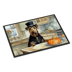 18 x 27 in. Unisex Airedale Terrier Fall Kitchen Pumpkins Doormat