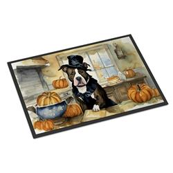 18 x 27 in. Unisex Pit Bull Terrier Fall Kitchen Pumpkins Doormat