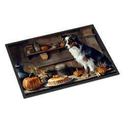 18 x 27 in. Unisex Australian Shepherd Fall Kitchen Pumpkins Doormat