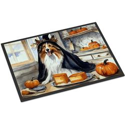 18 x 27 in. Unisex Sheltie Fall Kitchen Pumpkins Doormat
