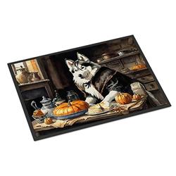 18 x 27 in. Unisex Siberian Husky Fall Kitchen Pumpkins Doormat
