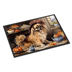 18 x 27 in. Unisex Tibetan Spaniel Fall Kitchen Pumpkins Doormat