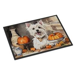 18 x 27 in. Unisex Westie Fall Kitchen Pumpkins Doormat