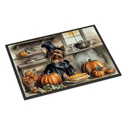 18 x 27 in. Unisex Yorkie Fall Kitchen Pumpkins Doormat