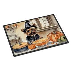 18 x 27 in. Unisex Yorkie Fall Kitchen Pumpkins Doormat
