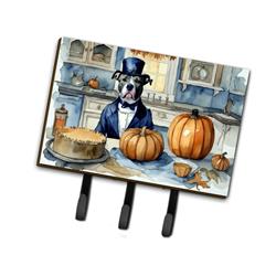 9 x 6 in. Unisex Pit Bull Terrier Fall Kitchen Pumpkins Leash or Key Holder