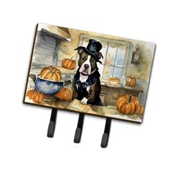 9 x 6 in. Unisex Pit Bull Terrier Fall Kitchen Pumpkins Leash or Key Holder