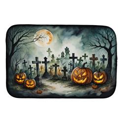 21 x 14 in. Unisex Graveyard Spooky Halloween Dish Drying Mat