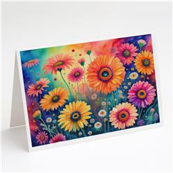 DAC1436GCA7P 5 x 7 in. Gerbera Daisies in Color Greeting Cards & Envelopes - Pack of 8