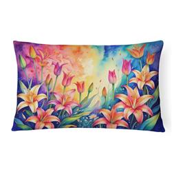16 x 12 in. Unisex Lilies in Color Fabric Decorative Pillow